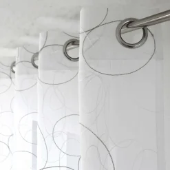 Voilage brodé œillets (140 x 240 cm) Galet Gris
