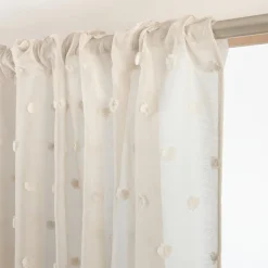 Voilage galon fronceur pompons (280 x 240 cm) Emie Beige