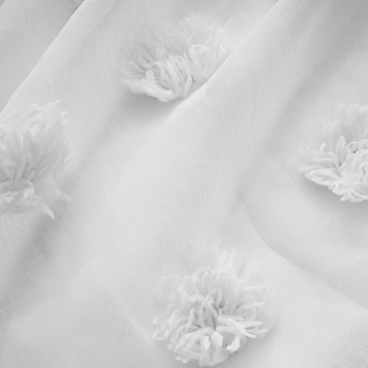 Voilage galon fronceur pompons (280 x 240 cm) Suzie Blanc