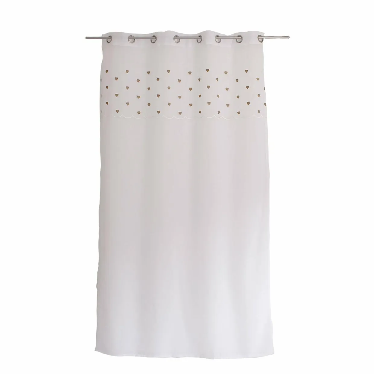 Voilage œillets (140 x 240 cm) Coeurs Beige