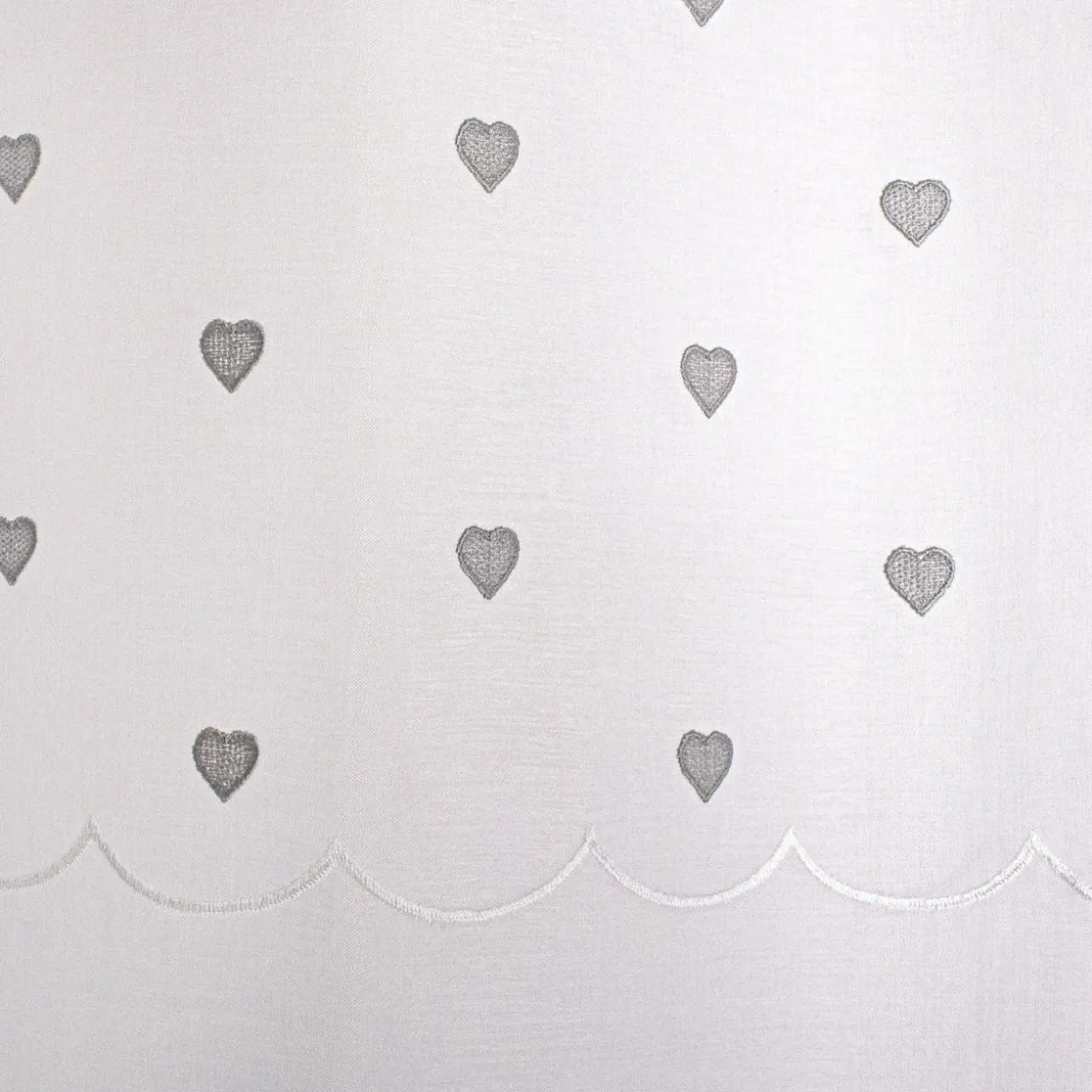 Voilage œillets (140 x 240 cm) Coeurs Gris