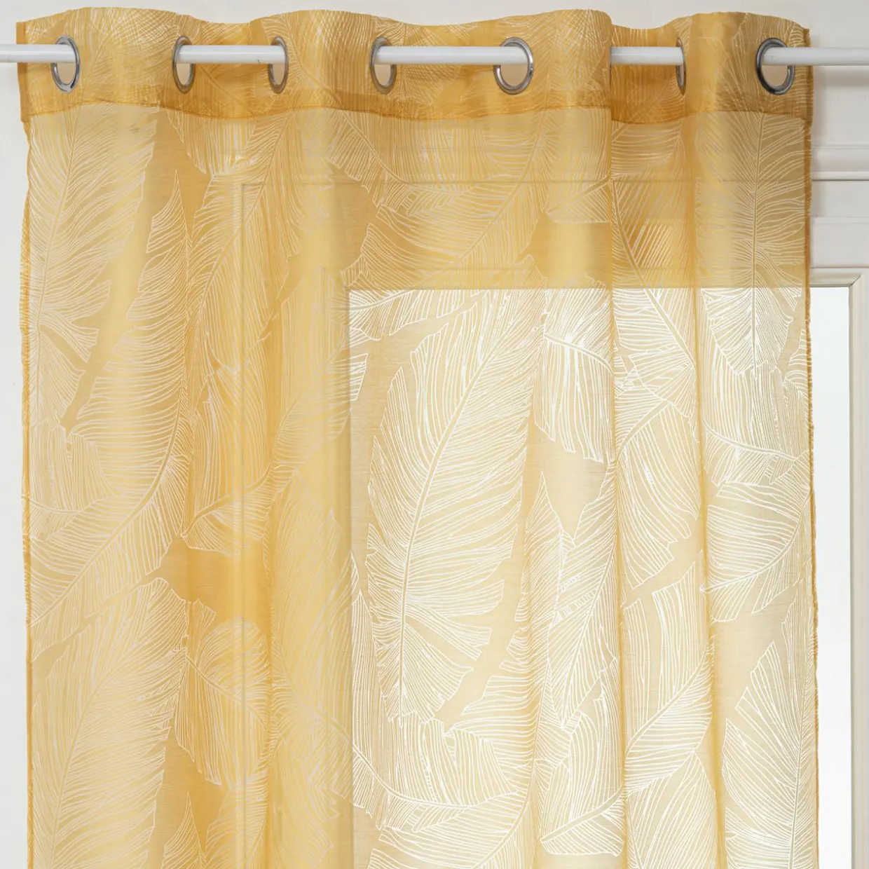 Voilage œillets (140 x 240 cm) Feuille Jaune ocre