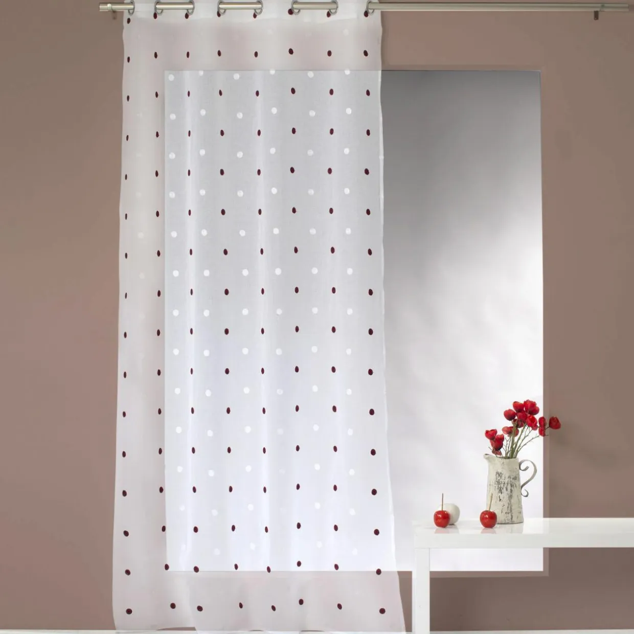 Voilage œillets (140 x 240 cm) Pointia Bordeaux