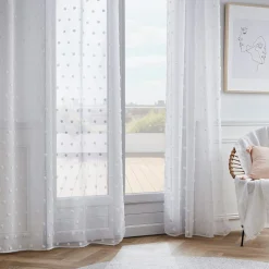 Voilage oeillets pompons (140 x 280 cm) Emie Blanc