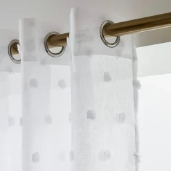 Voilage oeillets pompons (180 x 240 cm) Emie Blanc