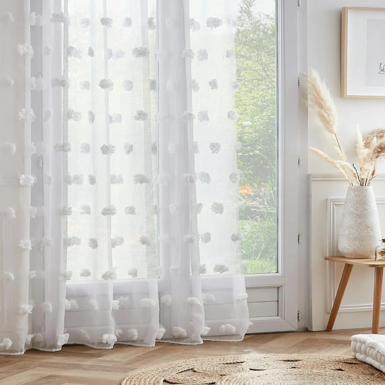 Voilage oeillets pompons (280 x 240 cm) Suzie Blanc