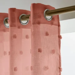 Voilage oeillets pompons (140 x 280 cm) Emie Terracotta