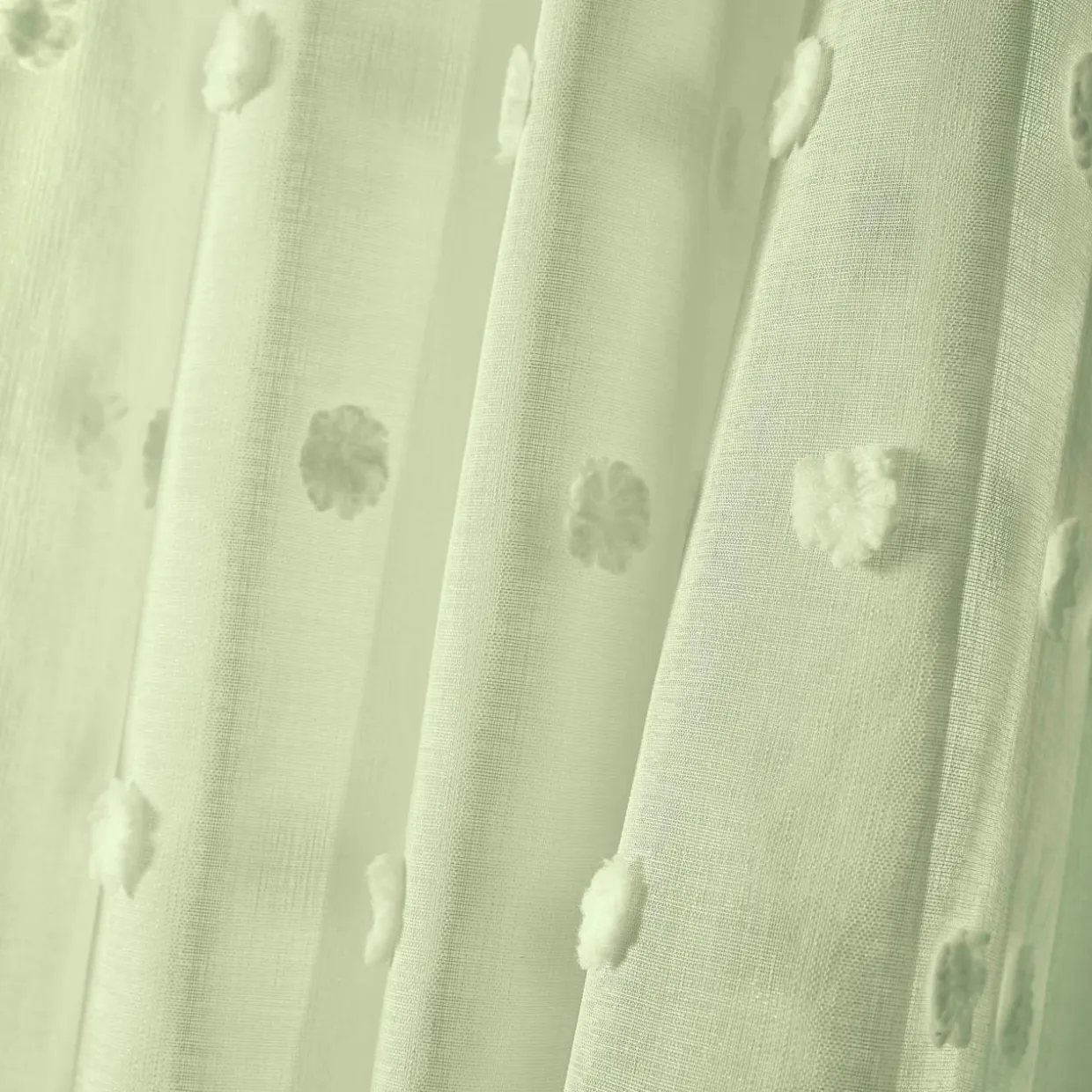 Voilage oeillets pompons (140 x 280 cm) Emie Vert d'eau