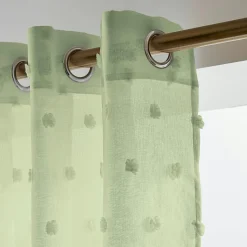 Voilage oeillets pompons (140 x 280 cm) Emie Vert d'eau