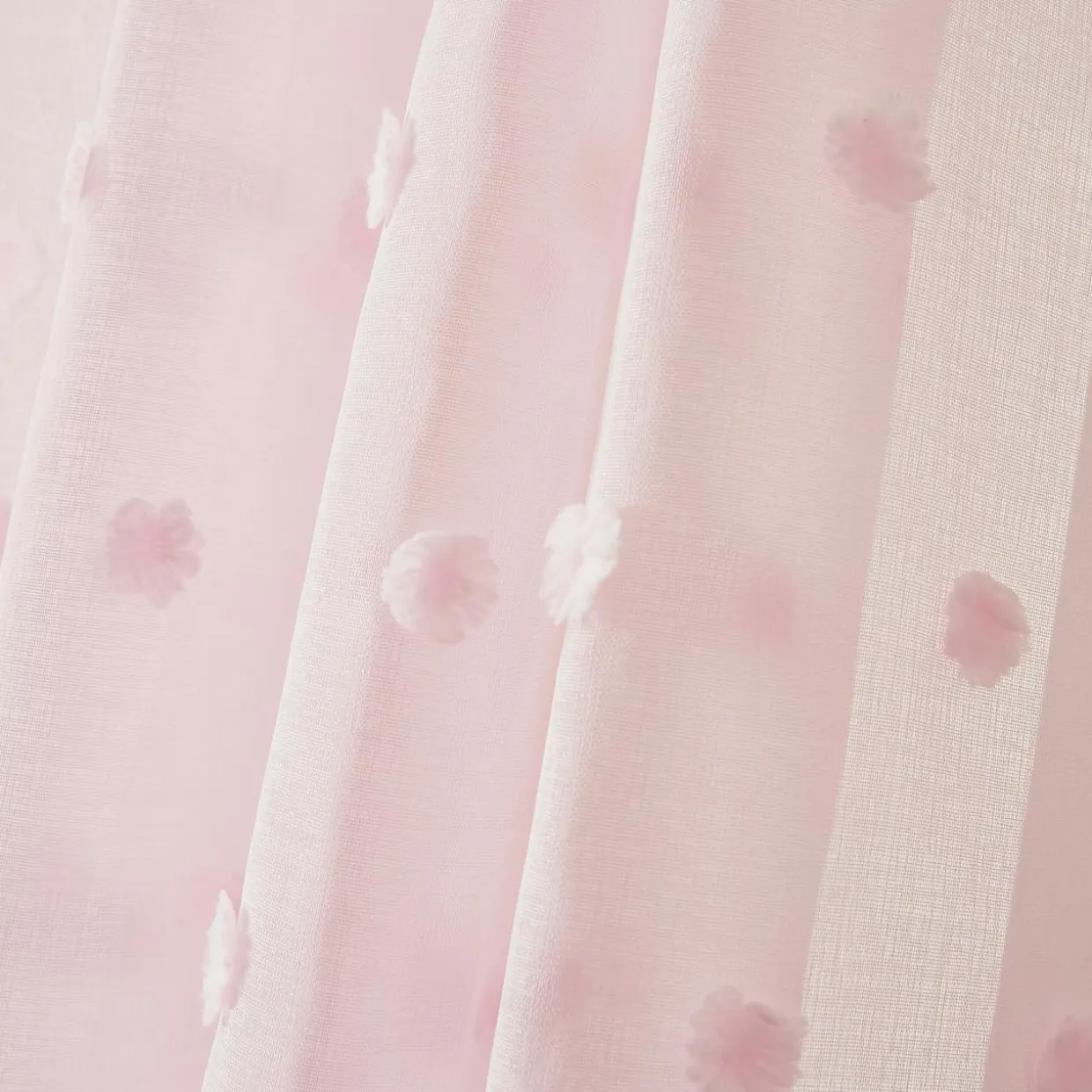 Voilage oeillets pompons (140 x 240 cm) Emie Rose