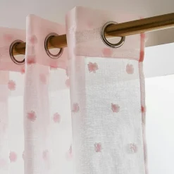 Voilage oeillets pompons (140 x 240 cm) Emie Rose